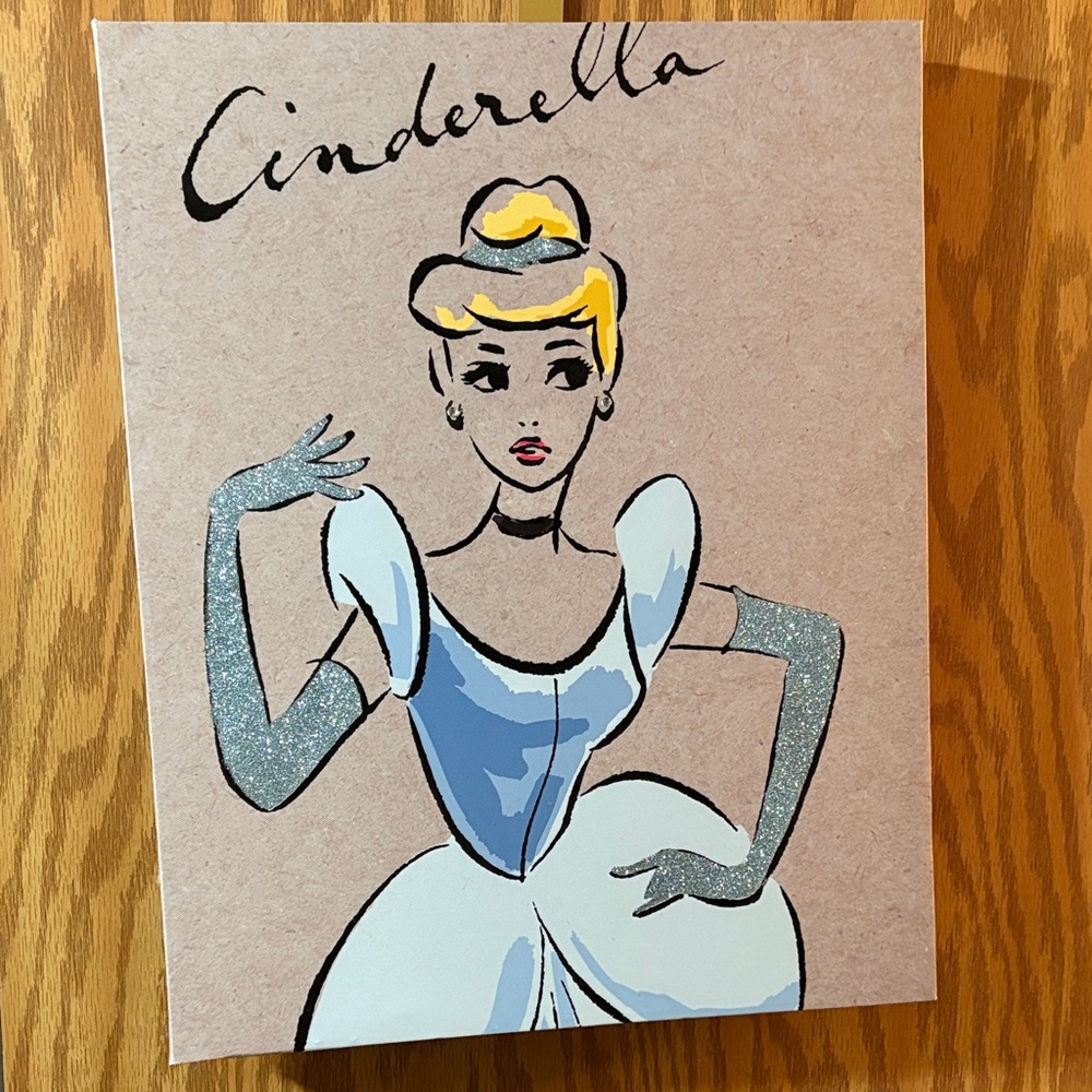 Cinderella Art Print with Blue and Yellow Accents